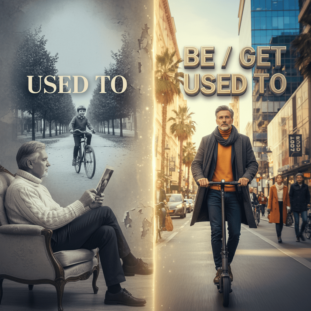 تفاوت used to و be used to